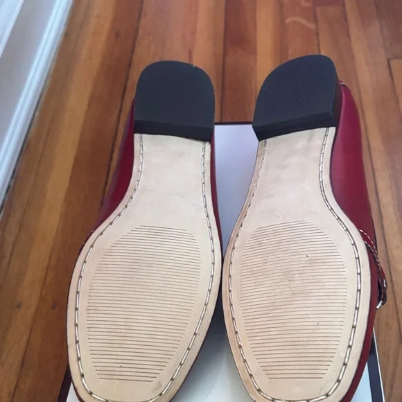 Coach Women's Cherry Red Leather Loafers - Picture 4 of 4